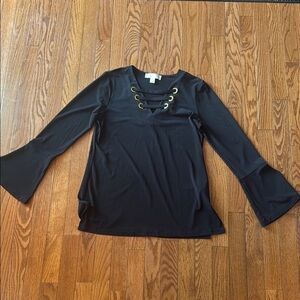 Michael Kors Blue 3/4 Sleeve Blouse with Crew Neck